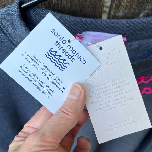 Santa Monica Threads Create Your Happy Chainstitch Embroidery Sweatshirt Sz M - Picture 5 of 13